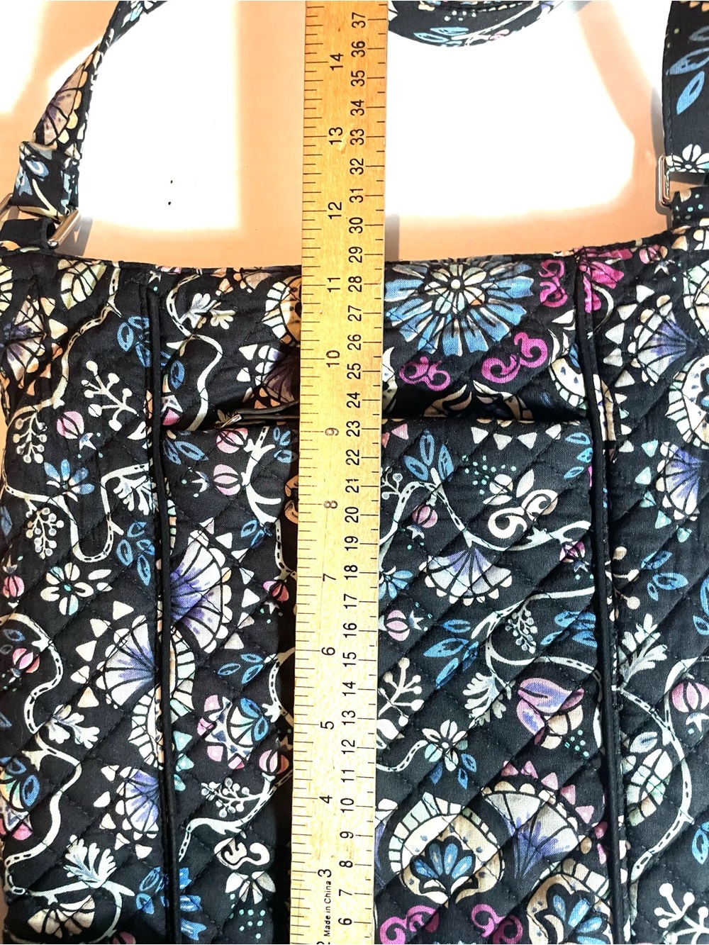 Vera Bradley Floral Quilted Crossbody Shoulder Bag & Wallet Set Black Travel - Picture 6 of 11